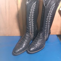 Womens cowboy boots Cowtown, Gator/Caiman black embroid size 9 item: P1037 - $199.00