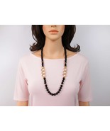 Black Bead &amp; Gold Curb Link Necklace - $519.72 MXN