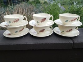 12 Pieces Franciscan Autumn Leaves Cups And Saucers MCM Mid Century Modern  - £31.36 GBP