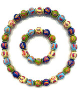 NEW ANGELA MOORE NECKLACE &amp; BRACELET BEADED MULTI-COLOR PAISLEY DESIGN - $108.30 CAD