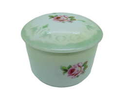 Vintage Germany Three Crowns Trinket Dish With Lid Hand Painted Floral Roses 3x3 - £19.97 GBP