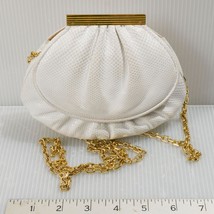 Judith Lieber Ivory Snakeskin Clutch / Crossbody with Gold Accents Chain - $123.74
