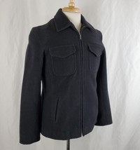 J. Crew Wool Blend Jacket Women&#39;s Medium Full Zip Dark Gray Flap Pockets Coat - £14.83 GBP