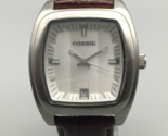 Fossil Watch Unisex 36mm Silver Tone Date JR-9013 Brown Leather Band New... - $34.64