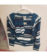 St. Johns Bay Blue Striped Knit Sweater w/ Scarf, Size XL, New w/ Tags - £17.17 GBP