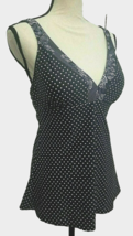 Womens Tankini Size M Adjustable Straps Black White Polka Dot - $13.71