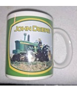 Vintage John Deere White Green Yellow Coffee Mug Cup Tractor Pictures - £18.67 GBP