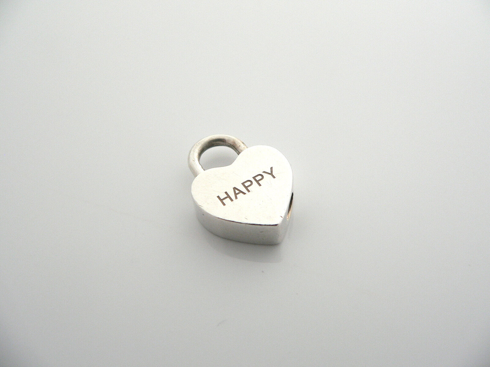 Tiffany & Co Silver HAPPY Heart Padlock Pendant Charm Rare Gift Love - $368.00