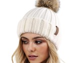 Womens Winter Knitted Beanie Hat With Faux Fur Pom Warm Knit Skull Cap B... - $29.99
