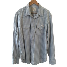 Lucky Brand Men Button Up Shirt Western Size XL Blue Striped Utility Sna... - $551.60 MXN