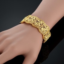 Brand Goth Vintage Leaf Chain Link Bracelet Women Men Gold Color Retro Jewelry , - £16.60 GBP