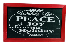 Christmas Red Wooden Crate Box 12.75 x 11 x 7.7 Peace &amp; Joy This Holiday... - £13.95 GBP