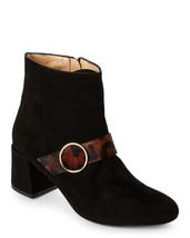 NEW A. BOTTEGA Black Suede &amp; Leopard Hair Calf Ankle Boots - MSRP $380.00! - £62.87 GBP
