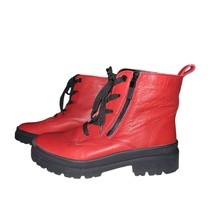 ARA High Soft Dover Rubin Red Leather Ankle Boots Women 5.5 Lace Up Side... - $50.88 CAD