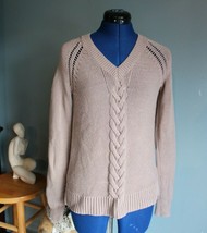 Women&#39;s Old Navy V-Neck Cable Sweater Top Mocha Brown Size S - £6.84 GBP