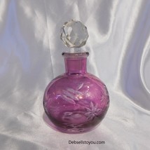 Pink Cut to Clear Glass Bottle with Stopper #21189 - $34.95
