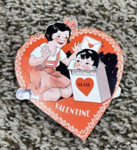 Vintage Valentines Day Card Boy Girl Mailbox Valentines Mail - $4.99