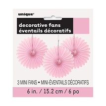 Mini Baby Pink Tissue Paper Fan Decorations, Pack of 3  - $6.00