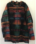 Vtg 90s Woolrich Aztec USA Made Blanket Wool Zip Up Hooded Jacket Coat L 50" - $197.99
