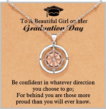 Graduation Gifts for Her 2024 Rotate Compass Necklace for Women Girls, Sobriety - £24.50 GBP
