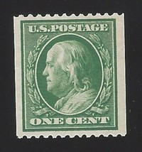 1910 1c Benjamin Franklin, Coil, Green Scott 385 Mint F/VF NH - $78.99