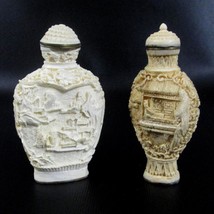 Vintage Chinese Resin Small Snuff Bottles Lot Beige White - $49.48