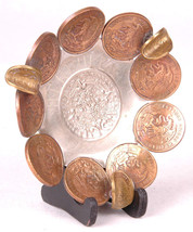 Vintage Mexico Coin Ashtray-Stamped ACAPULCO-Mayan Aztec Calander-60&#39;s, 70&#39;s-4&quot; - £41.72 GBP