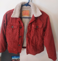 Levi&#39;s Premium Youth Girls Corduroy Sherpa Trucker Jacket - Size Small -Maroon - £14.93 GBP