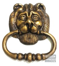 León Antiguo Vintage Acabado Antiguo Hecho a Mano Puerta de Latón Perill... - $46.10