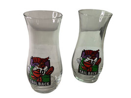 Vntg 2 Red Lobster Tail Back 1996 Hurricane Glass Cup Football Seafood 18 Oz 7&quot; - £21.46 GBP