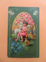 Easter Postcard Antique 1900&#39;s (Germany) Victorian Angel with Lamb and C... - £11.98 GBP