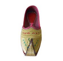  Men Shoes Jutti Handmade Leather Punjabi Espadrilles Khussa Mojari Gold US 9.5 - £43.24 GBP