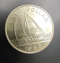 Bermudian 1 Dollar Coin Queen Elizabeth II Boat Bermuda 1988 - £5.56 GBP