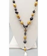 Chico&#39;s  Gold Crystal Filigree Faux Freshwater Pearl Beaded Long 35.5 Y ... - €13,73 EUR