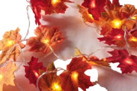 Maple Leaves String LED Lights Battery Powered Autumn Decor - £11.60 GBP