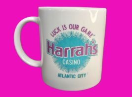 Harrah&#39;s Casino Coffee Mug Teacup Atlantic City &quot;Luck is our Game&quot; 3.75&quot; VTG - £9.21 GBP