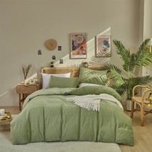 Sage Green Velvet Comforter Set Full Size Light Green Fluffy Bedding Warm Soft G - £107.56 GBP