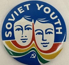 Soviet Youth 1970&#39;s Vintage Political Pinback Button Made in USSR by Nor... - £15.21 GBP