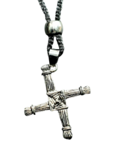 Saint Brigid&#39;s Cross Necklace Irish Kildare St Bridget Celtic Bead Cord and Bag - £10.52 GBP