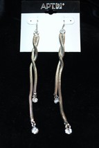 Apt 9 Linear Chain Drop Silver Tone Wrap Crystal Rhinestone Earrings - £11.02 GBP