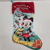Disney Merry Christmas Mickey &amp; Pluto Presents Velour Stocking - $272.69 MXN