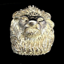 Huge Sterling silver men&#39;s ring African Lion Head Wild Animal Africa high polish - £184.79 GBP