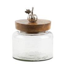 Glass Canister with Mango Wood Lid and Pumpkin Accent (Set of 2) - $1,431.92 MXN