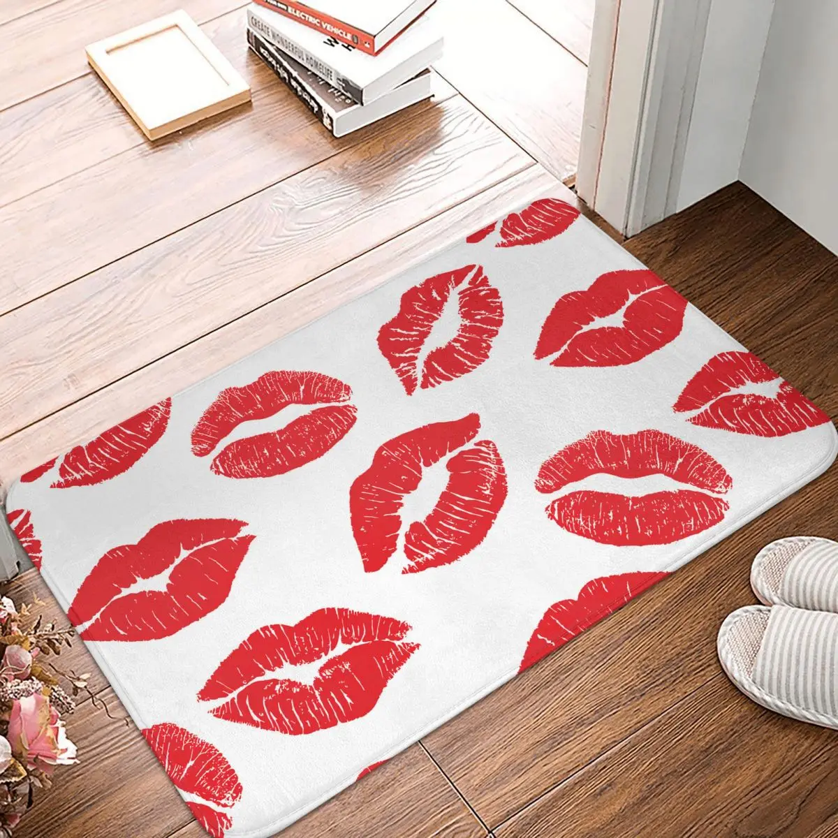 Non-Slip Carpet Red Lip Kiss Doormat Bedroom Bath Mat Welcome Decoration Rug - $15.99