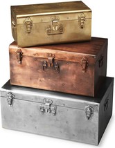 Trunks Trunk Distressed Gold Silver Bronze Set 3 Iron - £439.72 GBP