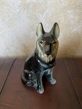 German Shepherd Dog Majollica Figurine 6.5” Tall  Vintage Excellent - $12.00
