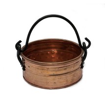 Small Copper Pot Pail Planter Round Handle Hosley International India 5.... - $11.85