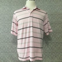 Cypress Club Performance Mens M Short Sleeve Polo Shirt Pink Striped Polyester - £13.23 GBP