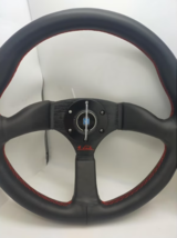 Leather Steering Wheel Universal Car Racing Red Stitching 14&quot; Mugen PU/NARDI  - $88.90