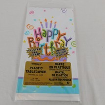 Happy Birthday Treat Plastic Tablecover 54&quot; x 84&quot; Rectangle Unique Industries - £4.67 GBP